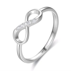 Sterling Silver Infinity Ring with Simulated Diamonds